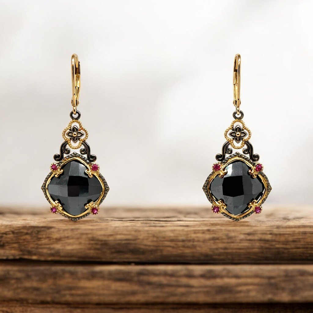 Michael Valitutti Hematite Earrings In 925 Sterling Silver